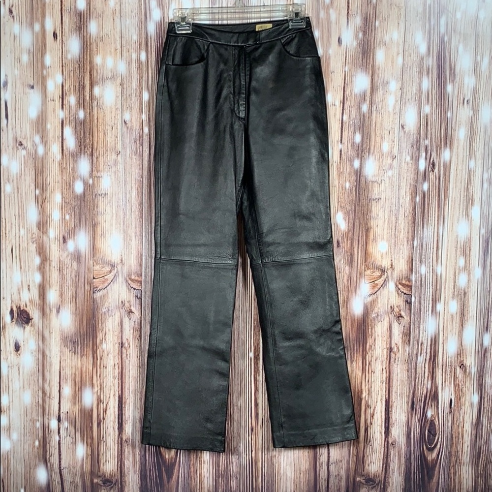 Caslon Black Leather High Rise Pants 4P